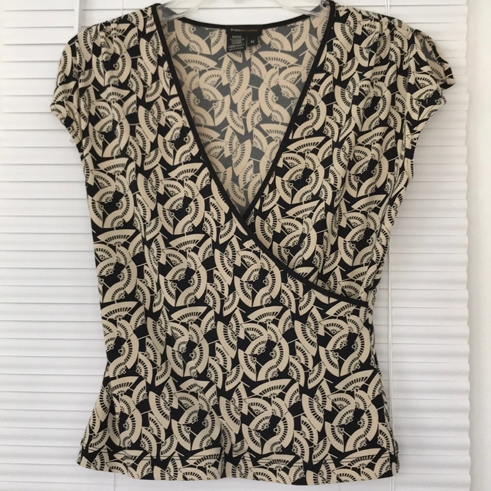 BCBGMAXAZARIA Cream and Black Blouse M